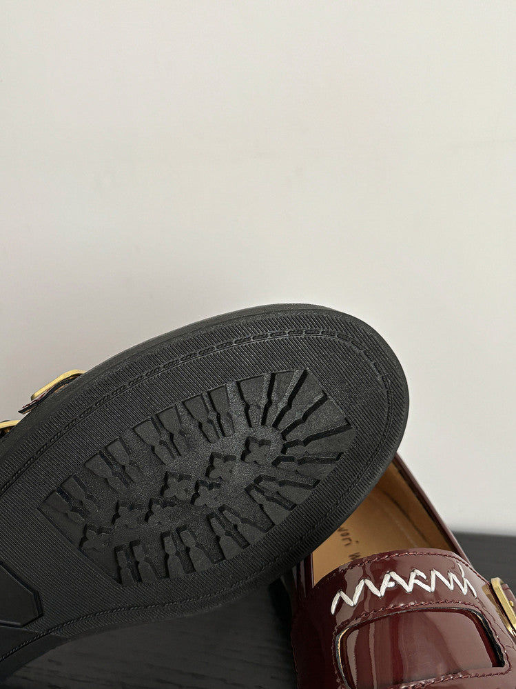 Karin Luna In Stock Spot Goods  Retro Style Slip-On Metal Buckle Loafers
