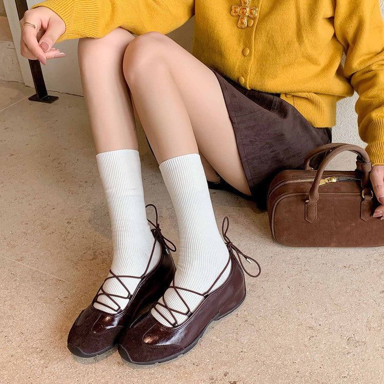 Karin Luna Basic Versatile British Style Casual Lace-up Flats
