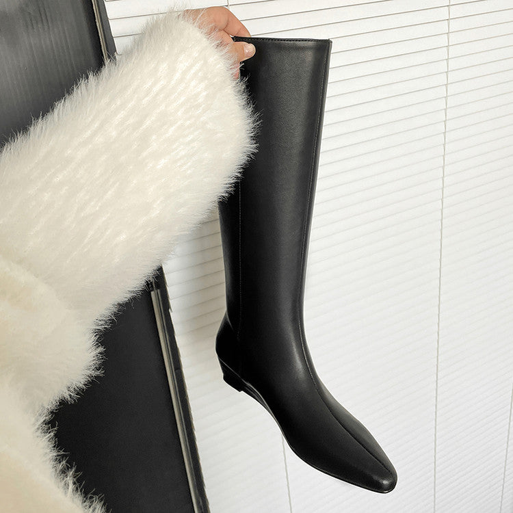 Karin Luna In Stock  In-stock Square Toe Straight Slip-on Long Boots
