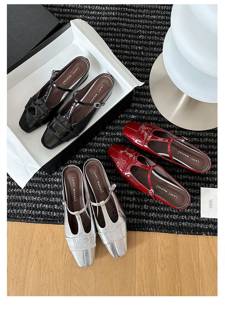 Karin Luna In Stock Spot Goods  t Square-Toed Full Leather Basic Slippers
