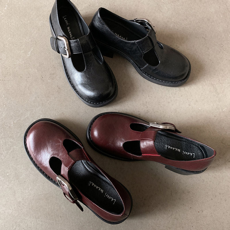 Karin Luna In Stock Spot Goods round Head t Round Toe British Style Single Shoes