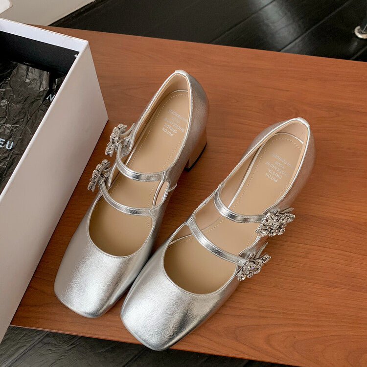 Karin Luna In Stock In stock   The heroine Ao~Square Toe High Heel One Strap Popular Rhinestone Mary Jane Shoes