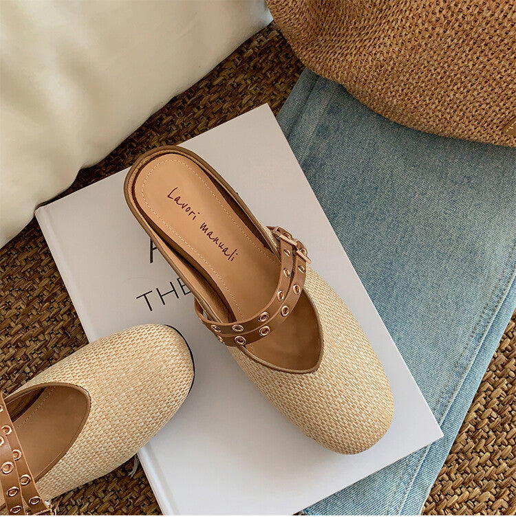 Karin Luna  Closed-Toe Woven Style Height-Increasing Slippers