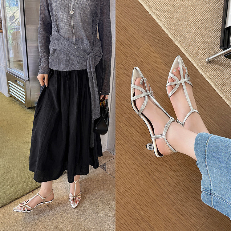 Karin Luna In Stock Spot Goods  French-style Hollow-out Thin Strap Sandals