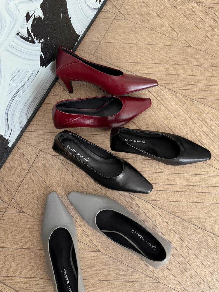 Karin Luna In Stock In Stock ~Basic Versatile French Style Small Square Toe Shallow Mouth Single Shoes
