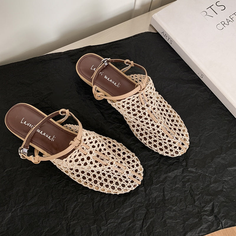Karin Luna In Stock Spot Goods  Resort Style Series~Casual woven closed-toe flat sandals
