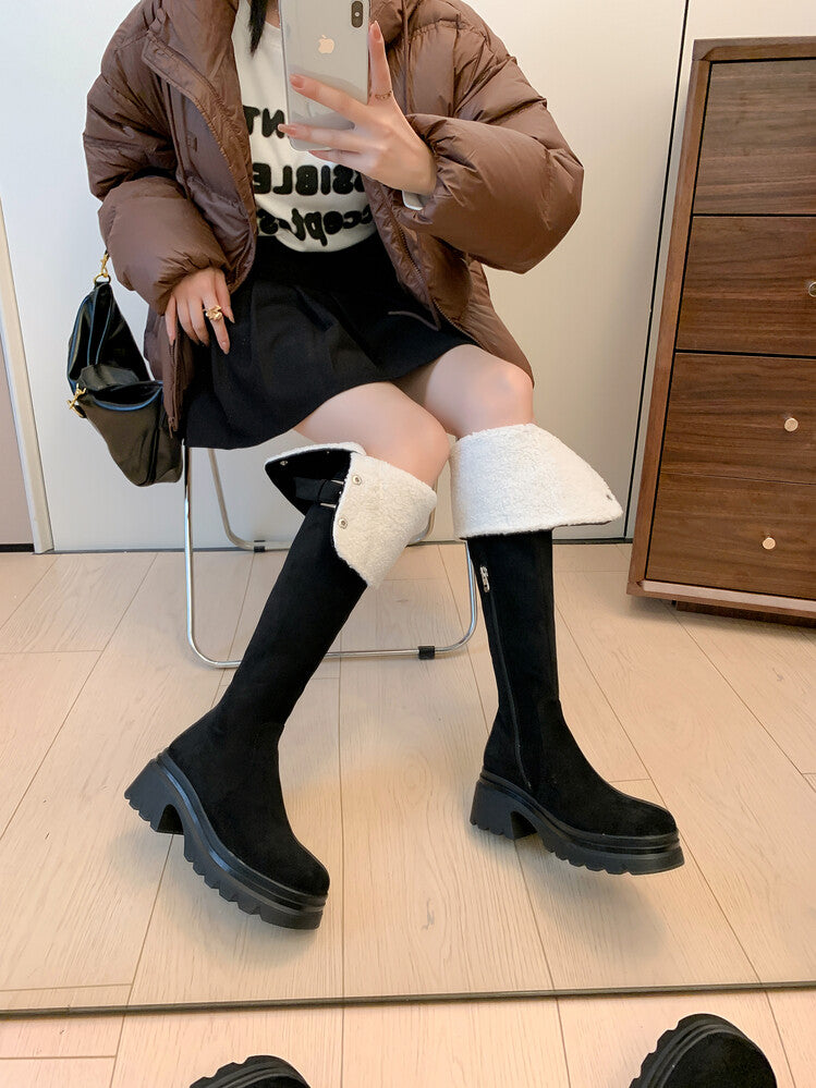 Karin Luna has prepared stock  Main Push Main Push  Hot-selling Large Sole Self-flowing Foldable Round Toe Over-the-Knee Boots