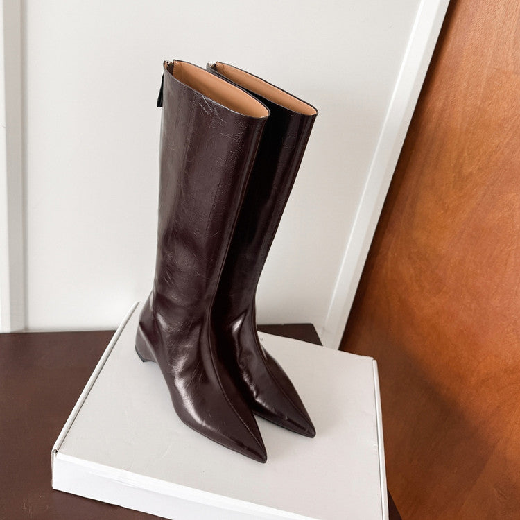 Karin Luna Elegant Style Pointed Toe Internal Height Increase Long Boots