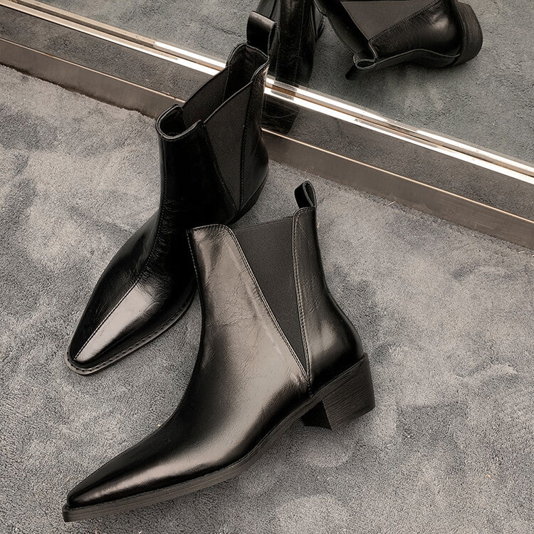 Karin Luna In Stock In stock   Classic first-layer cowhide Chelsea elastic ankle boots