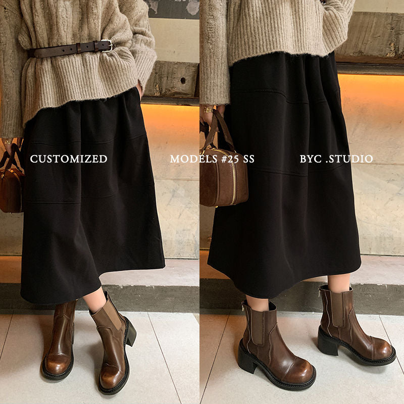 Karin Luna In Stock Spot Goods  Round Toe Stretch Round Toe Chelsea Short Boots