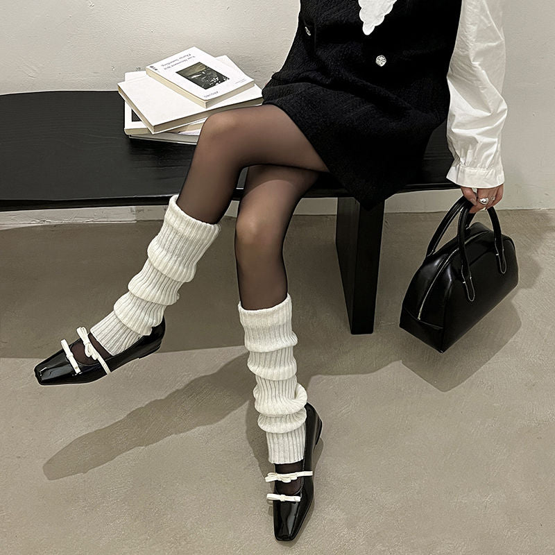 Karin Luna In Stock Spot Goods  Hot-Selling Element Bowknot Square-Toe Color-Block Height-Increasing Flats