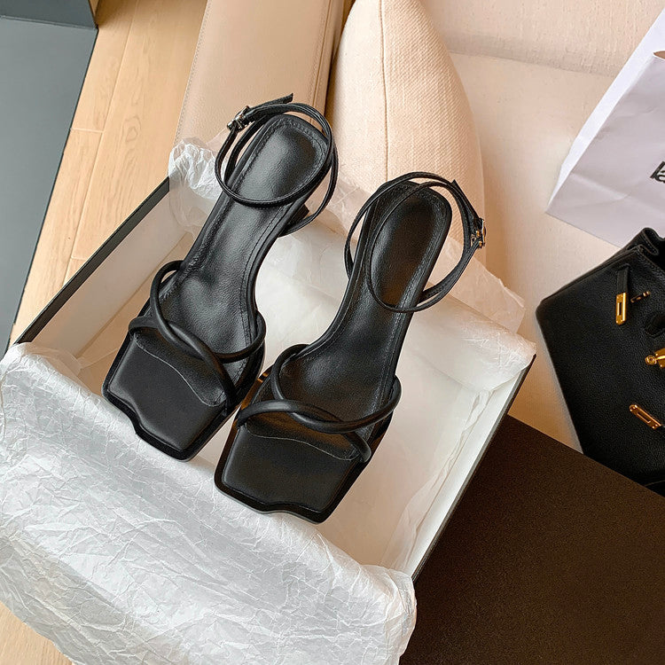 Karin Luna Classic Style  In stock  Basic Versatile Cross Strap High Heel Sandals