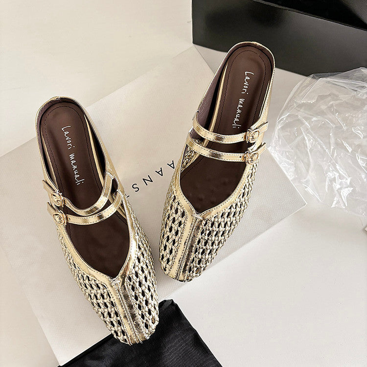 Karin Luna In Stock Spot Goods Hollow Woven One-Strap Closed-Toe Slippers