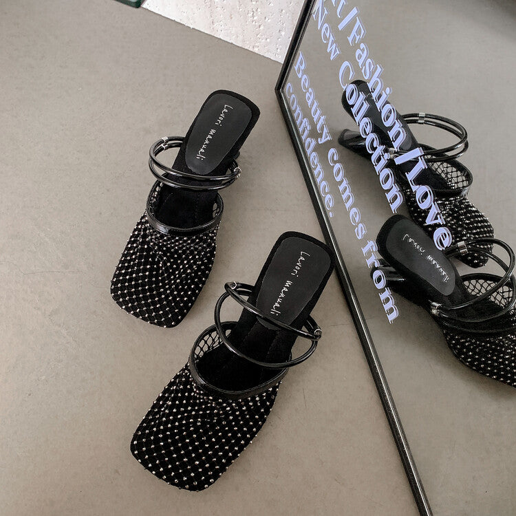 Karin Luna Highlights Fairness~In stock  Closed-Toe Diamond Mesh Unisex Convertible Sandals