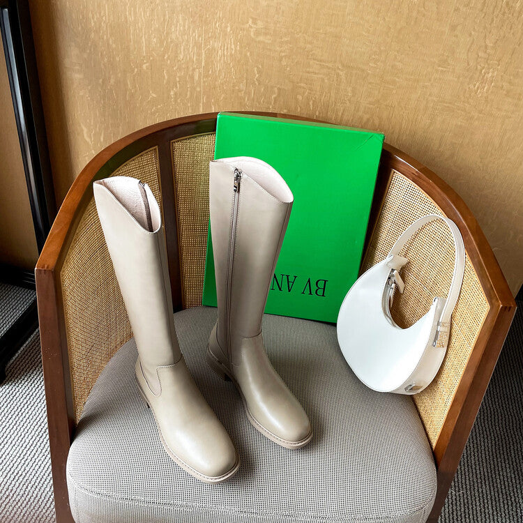 Karin Luna In Stock  Cowhide Niche Versatile Style Knight Boots