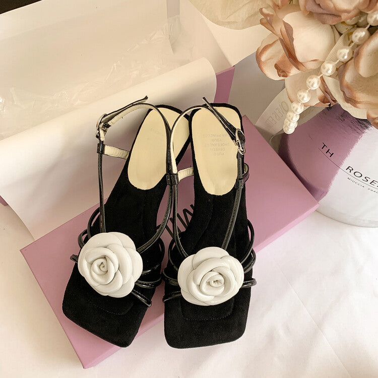 Karin Luna Exquisite Camellia ~French Retro Open-Toe Sandals