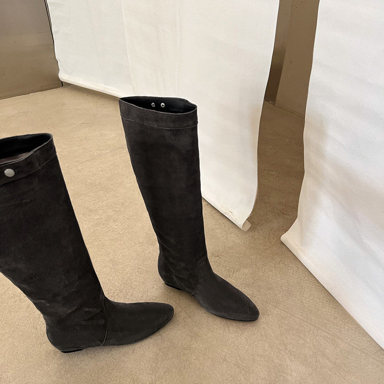 Karin Luna In Stock Spot Goods  Bestselling Suede Leather Sold Out Fast: Pile of Matte Inner Height-Increasing Western Boots