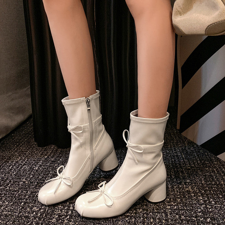 Karin Luna In Stock Spot Goods Hot-Selling Sweet Standard Bow Round-Toe Slim Short Boots
