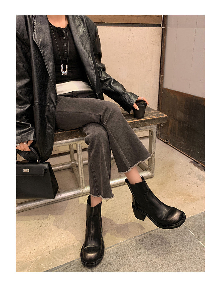 Karin Luna In Stock Spot Goods  Round Toe Stretch Round Toe Chelsea Short Boots