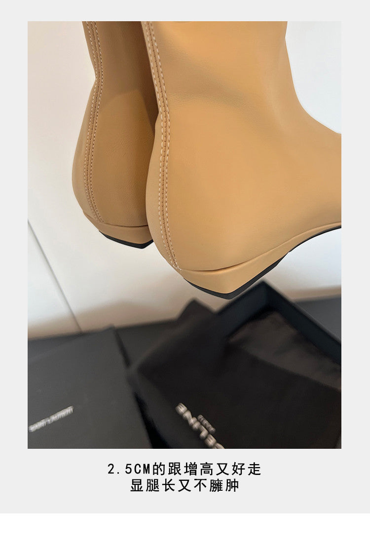 Karin Luna In Stock Spot Goods Round Toe Basic Stretch Slim Short Boots