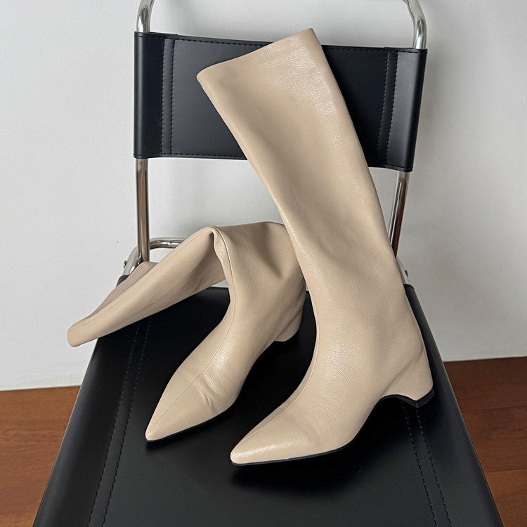 Karin Luna Hot-Selling Internal Height Increase Pointed Toe Straight-Leg Hot-Selling Long Boots