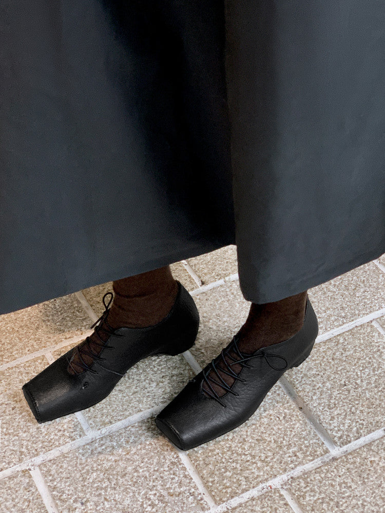 Karin Luna In Stock Spot Goods Elephant Pattern Series~Square-Toed Old Money Style Internal Height-Increasing Flats