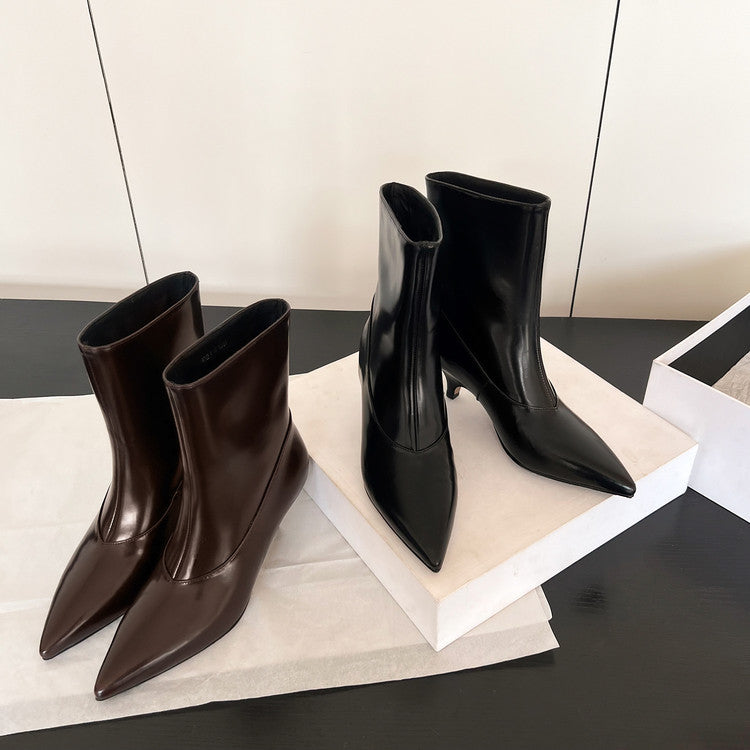 Karin Luna In Stock  Spot Goods Elegant kitten heel pointed toe trendy ankle boots