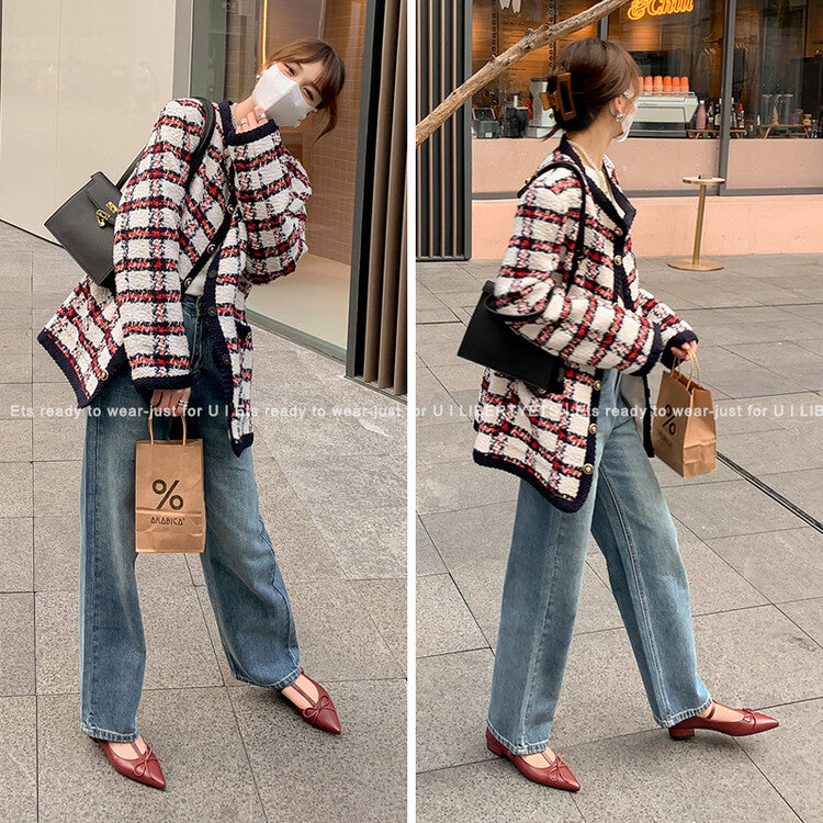 Karin Luna is a perfect Korean drama heroine~French Retro Style Full leather inside and out Pointed Bowknot