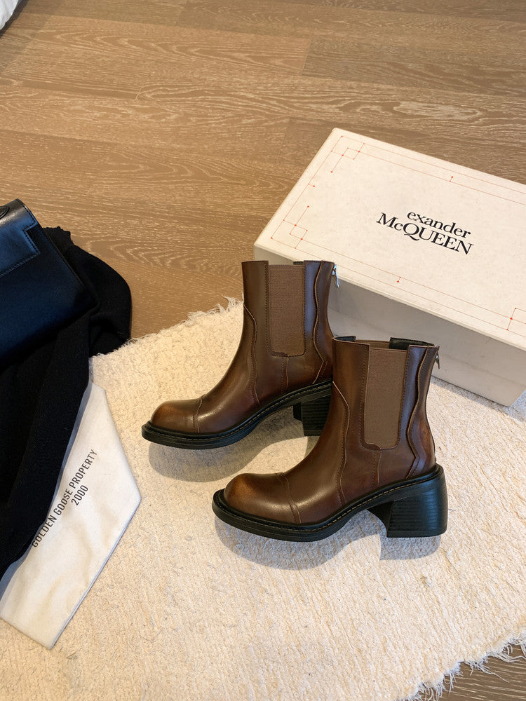 Karin Luna In Stock Spot Goods  Round Toe Stretch Round Toe Chelsea Short Boots