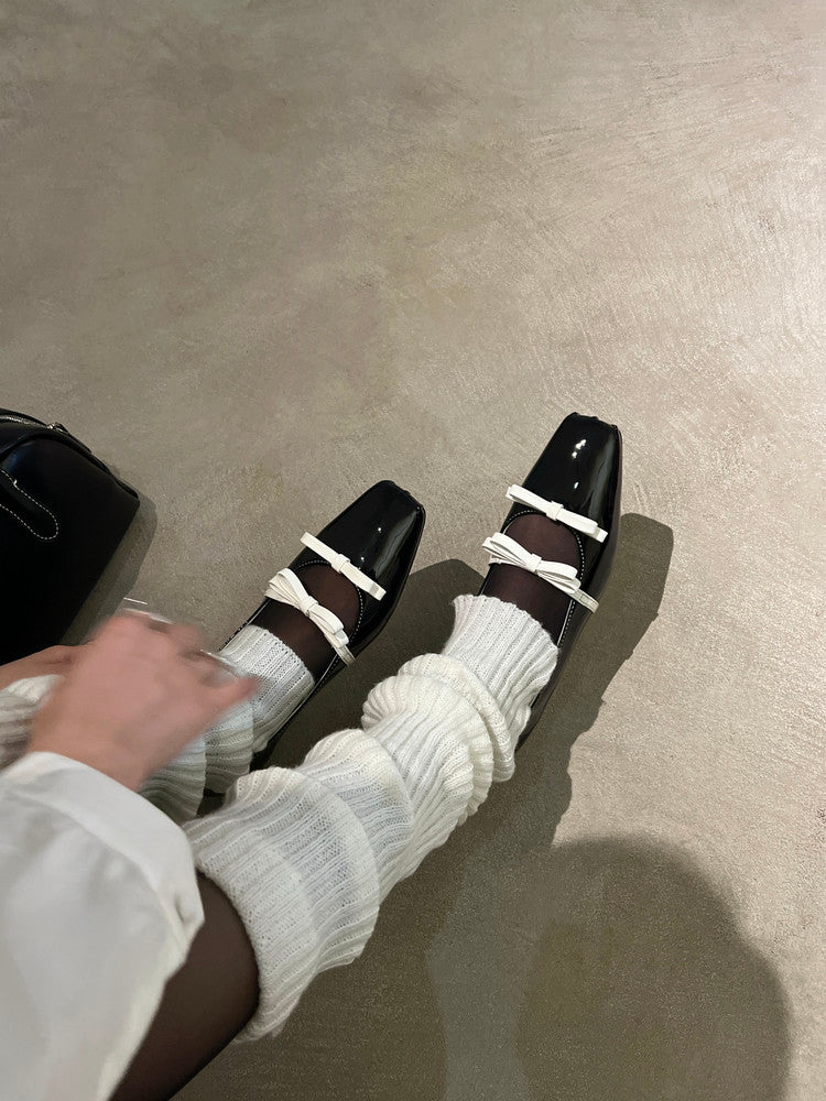 Karin Luna In Stock Spot Goods  Hot-Selling Element Bowknot Square-Toe Color-Block Height-Increasing Flats