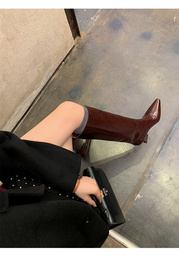 Karin Luna European and American Style Unisex Square-Toed Long Boots