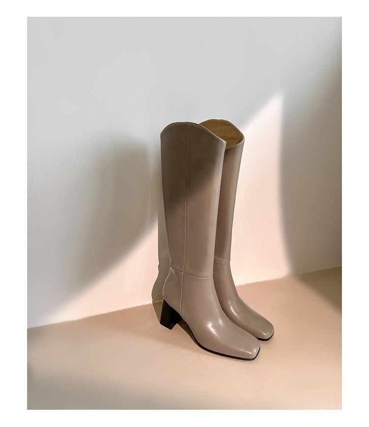 Karin Luna In Stock Spot Goods  Chunky Heel Side Zipper Riding Boots
