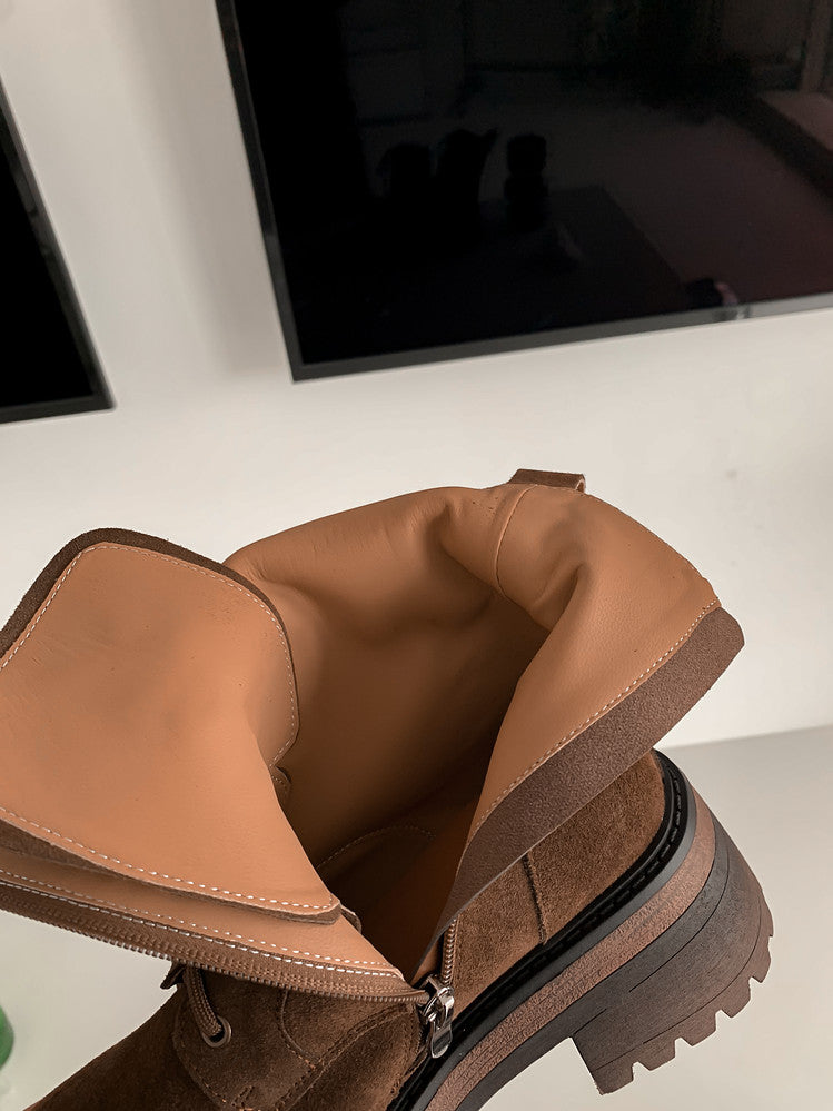 Karin Luna In Stock Casual style thin strap round toe suede ankle boots