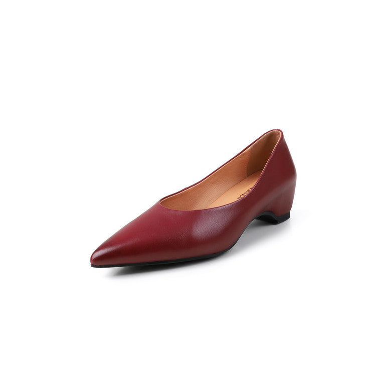 Karin Luna Full Layer Inside and Out~Basic Versatile Retro French Pointed Toe Irregular Heel Single Shoes