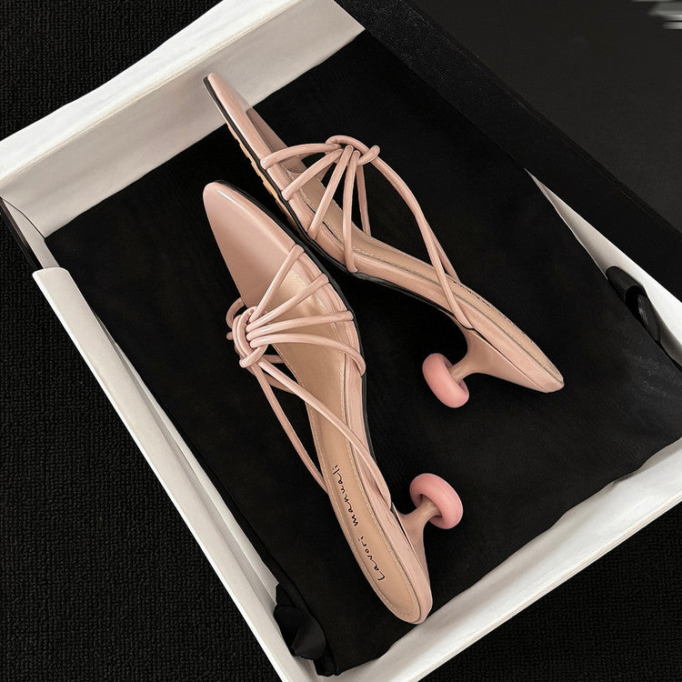 Karin Luna In Stock In Stock  In Stock Round Toe Cross Hollow Round Toe Stiletto Slippers