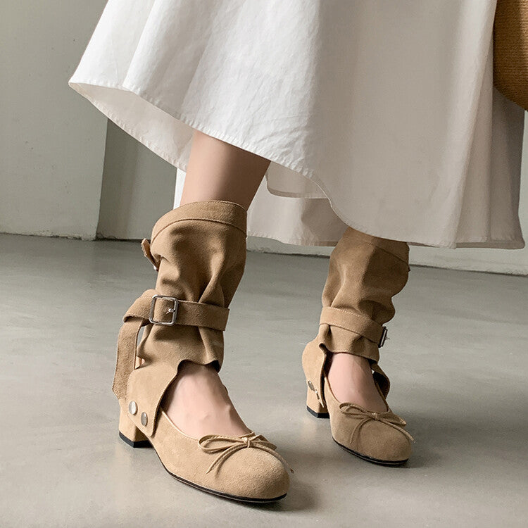 Karin Luna In Stock  Summer  Popular  Detachable Two-Way Vintage Mary Jane Plus Tube Long Boots