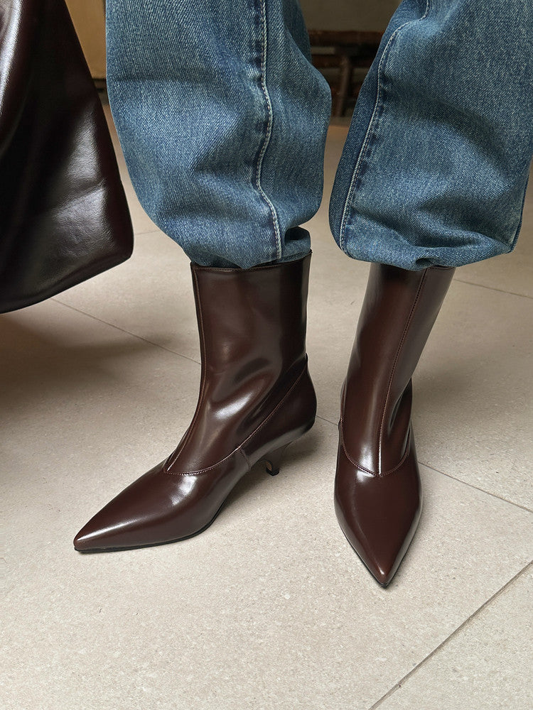 Karin Luna In Stock  Spot Goods Elegant kitten heel pointed toe trendy ankle boots