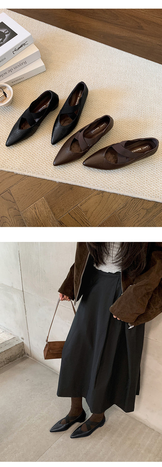 Karin Luna In Stock  Spot Goods  a Large Number of Spot Goods Pointed Toe Cross Strap Hidden Wedge Shoes