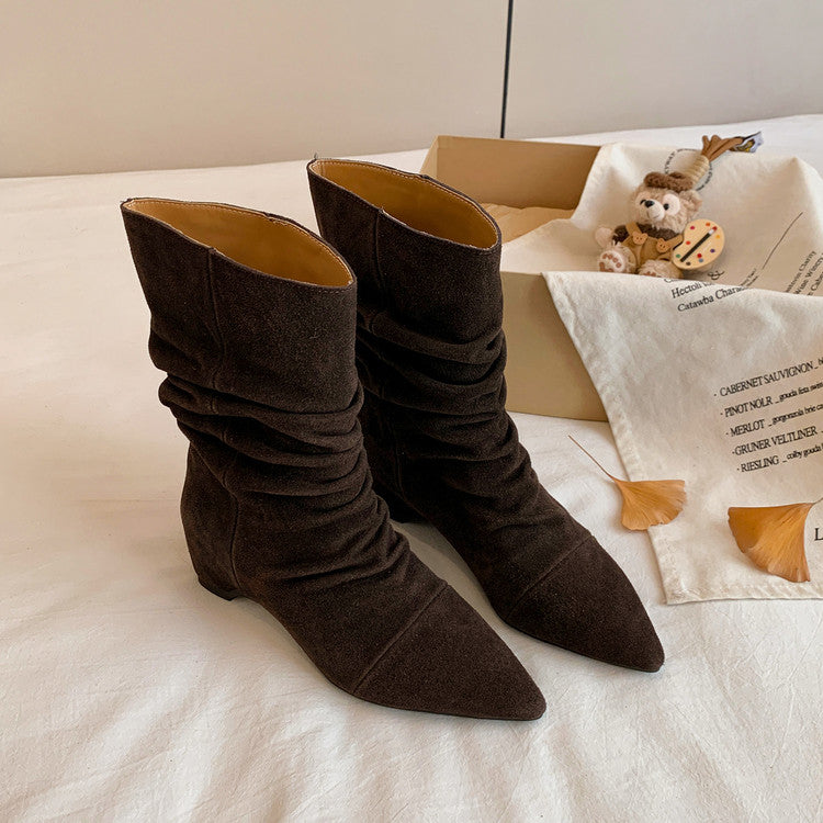 Karin Luna Data Hot Item Pointed Toe Slouchy Matte Western Ankle Boots