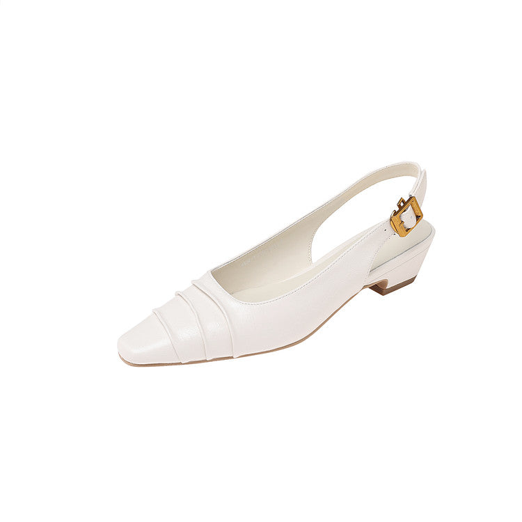 Karin Luna French Retro Square Toe Wrinkled Closed-Toe Sandals