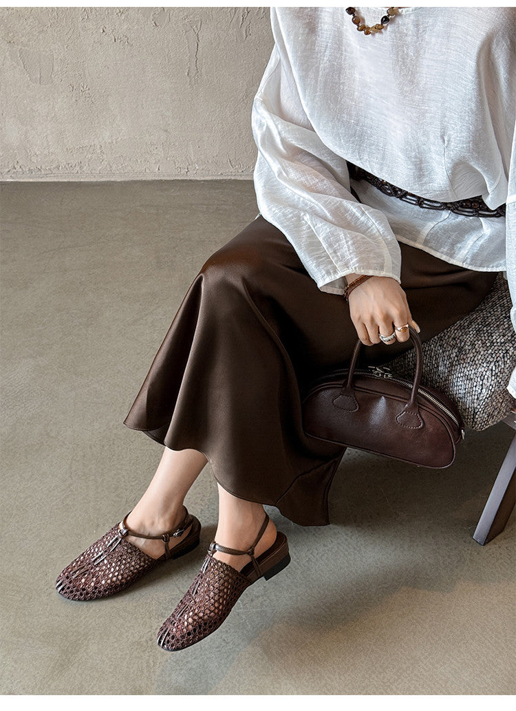 Karin Luna In Stock Spot Goods  Resort Style Series~Casual woven closed-toe flat sandals