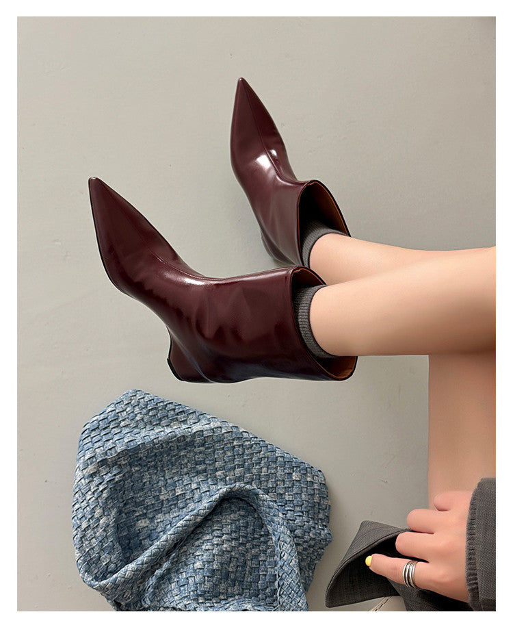 Karin Luna Elegant Pointed Toe Hidden Wedge Short Boots