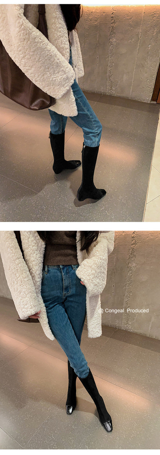 Karin Luna In Stock In Stock Patchwork Long Boots Elegant Versatile