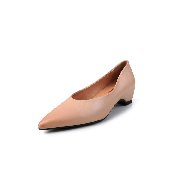 Karin Luna Full Layer Inside and Out~Basic Versatile Retro French Pointed Toe Irregular Heel Single Shoes