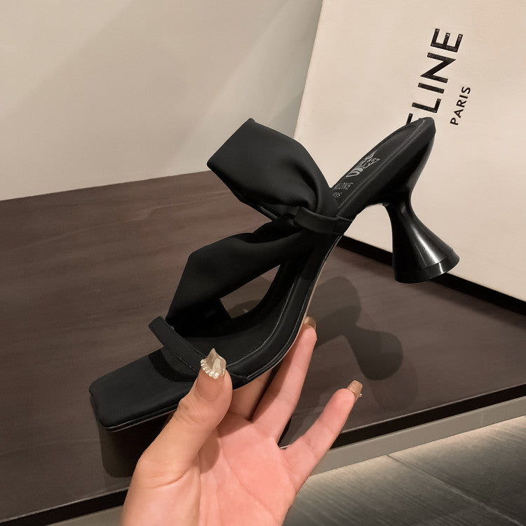 Karin Luna Best-selling in stock Minimalist Style  All-Matching Irregular Ultra-Soft Strap Square Toe High Heels