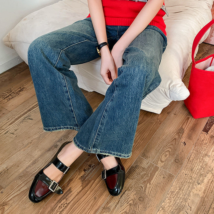Karin Luna In Stock Spot Goods One-Strap Height-Increasing Belt Buckle Single Shoes