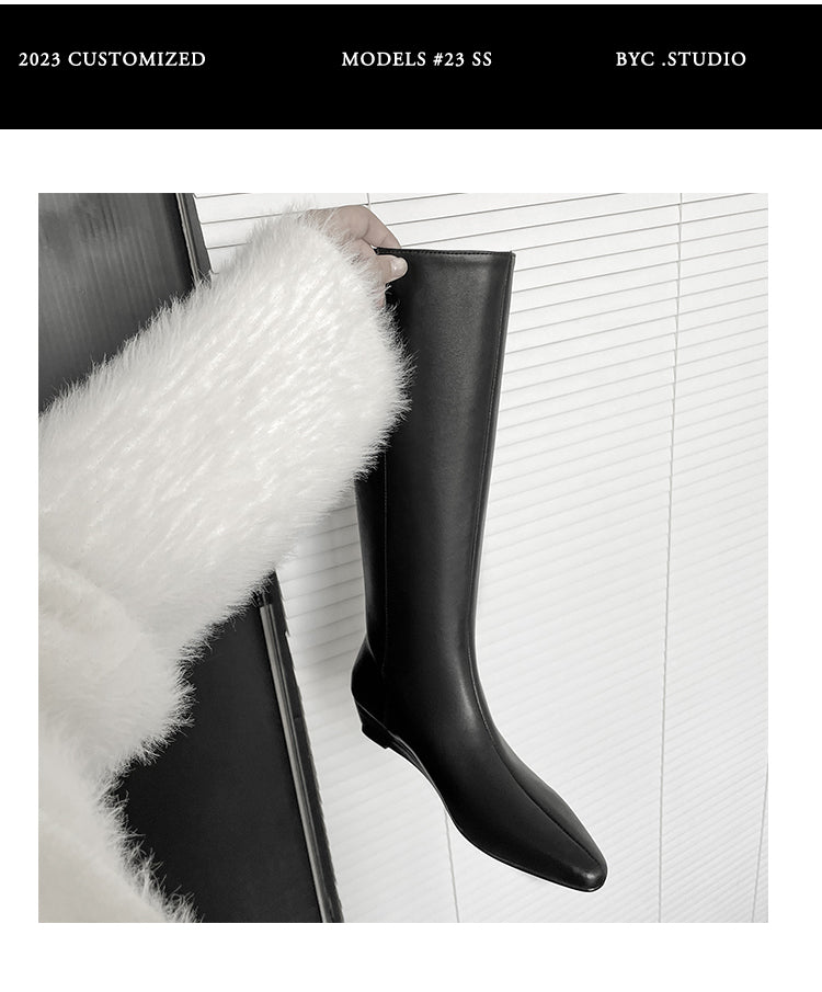 Karin Luna In Stock  In-stock Square Toe Straight Slip-on Long Boots
