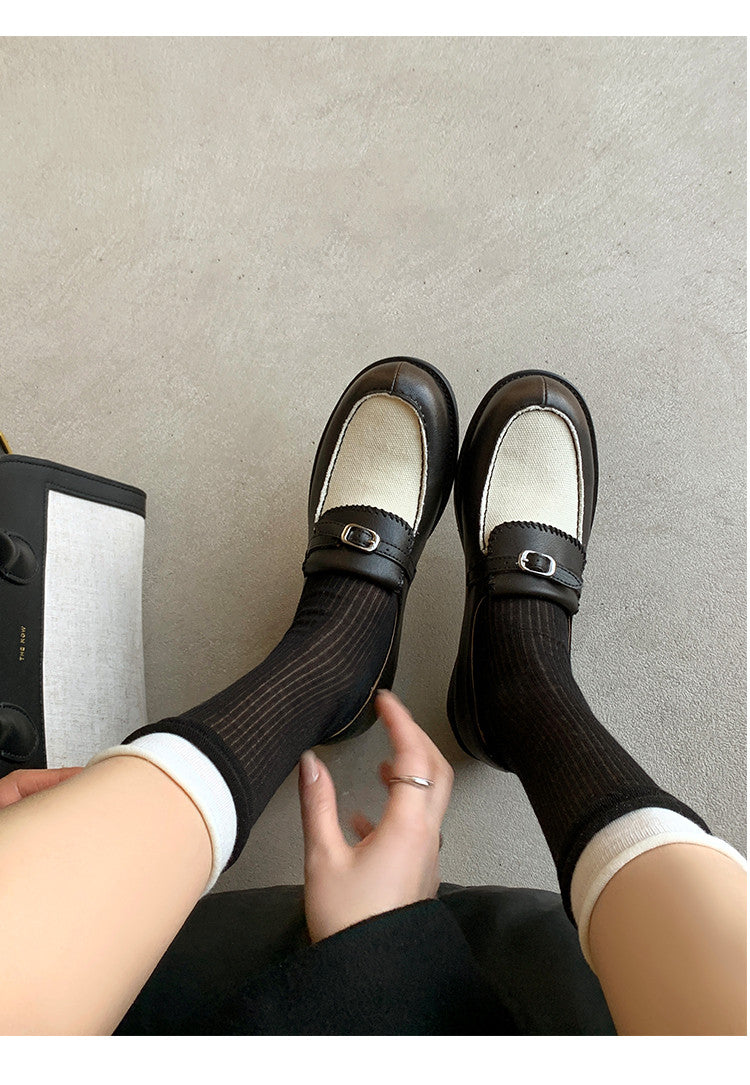 Karin Luna Casual Shoes Series~  In stock Classic color-blocking British style deep-mouth single shoes