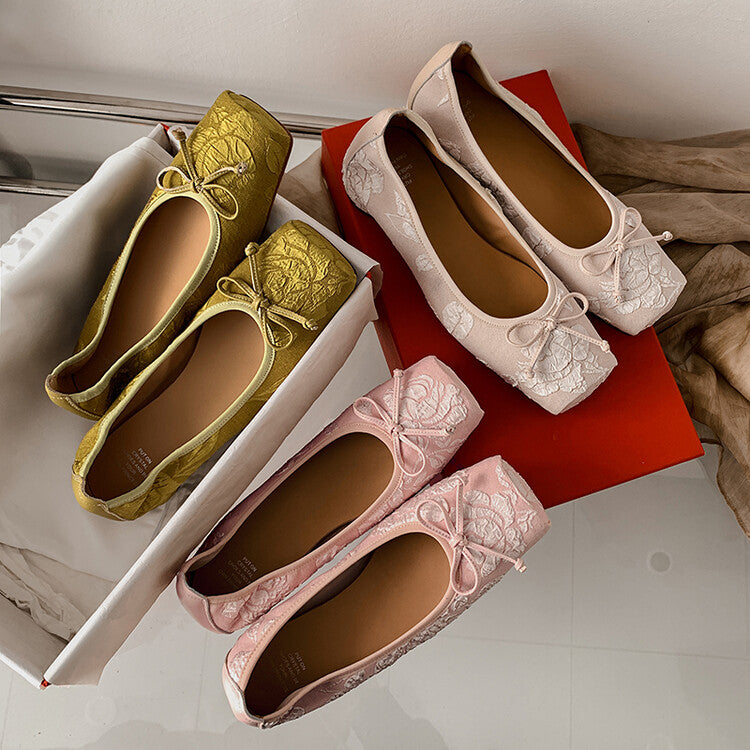 Karin Luna In Stock  In stock  Vintage Chinese Style Embroidered Rose~ Butterfly Knot Granny Shoes