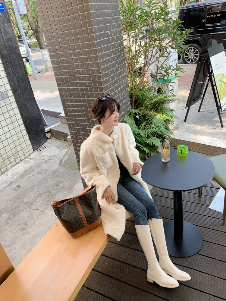 Karin Luna Internet Celebrity Photo  Best-selling in stock Full Leather Basic Long Boots  Winter Essential Combat Boots